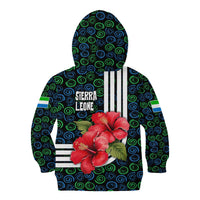 Sierra Leone Kid Hoodie with Red Hibiscus Floral Design and Tribal Swirl Pattern