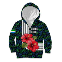 Sierra Leone Kid Hoodie with Red Hibiscus Floral Design and Tribal Swirl Pattern