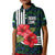 Sierra Leone Kid Polo Shirt with Red Hibiscus Floral Design and Tribal Swirl Pattern