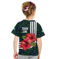 Sierra Leone Kid T Shirt with Red Hibiscus Floral Design and Tribal Swirl Pattern