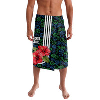 Sierra Leone Lavalava with Red Hibiscus Floral Design and Tribal Swirl Pattern