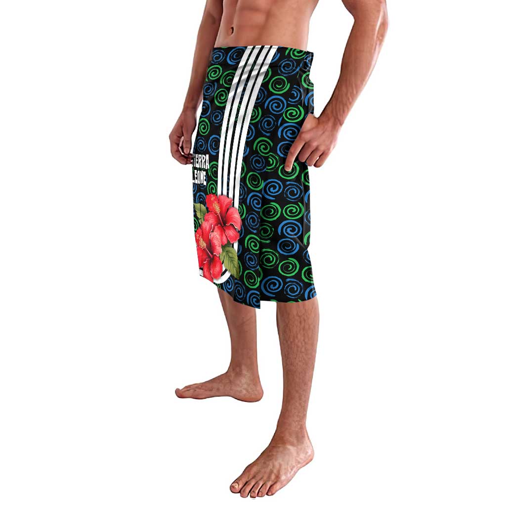 Sierra Leone Lavalava with Red Hibiscus Floral Design and Tribal Swirl Pattern