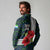 Sierra Leone Long Sleeve Polo Shirt with Red Hibiscus Floral Design and Tribal Swirl Pattern