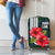 Sierra Leone Luggage Cover with Red Hibiscus Floral Design and Tribal Swirl Pattern
