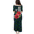 Sierra Leone Puletasi with Red Hibiscus Floral Design and Tribal Swirl Pattern