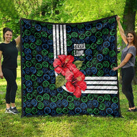 Sierra Leone Quilt with Red Hibiscus Floral Design and Tribal Swirl Pattern