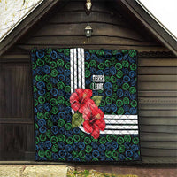 Sierra Leone Quilt with Red Hibiscus Floral Design and Tribal Swirl Pattern