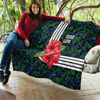 Sierra Leone Quilt with Red Hibiscus Floral Design and Tribal Swirl Pattern