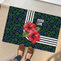 Sierra Leone Rubber Doormat with Red Hibiscus Floral Design and Tribal Swirl Pattern