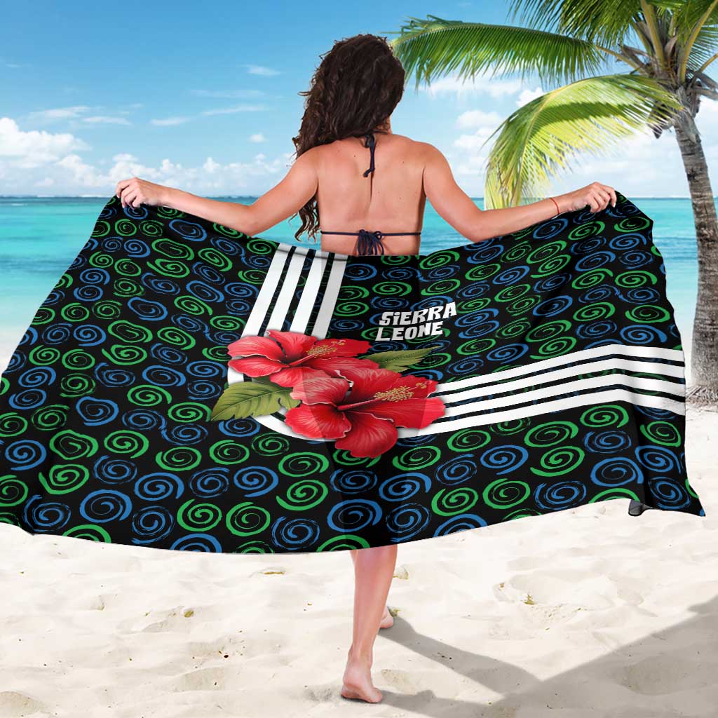 Sierra Leone Sarong with Red Hibiscus Floral Design and Tribal Swirl Pattern