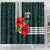 Sierra Leone Shower Curtain with Red Hibiscus Floral Design and Tribal Swirl Pattern