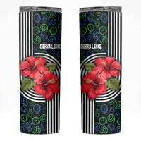 Sierra Leone Skinny Tumbler with Red Hibiscus Floral Design and Tribal Swirl Pattern