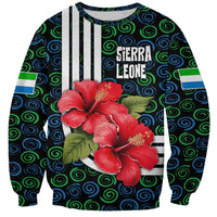 Sierra Leone Sweatshirt with Red Hibiscus Floral Design and Tribal Swirl Pattern