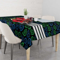 Sierra Leone Tablecloth with Red Hibiscus Floral Design and Tribal Swirl Pattern