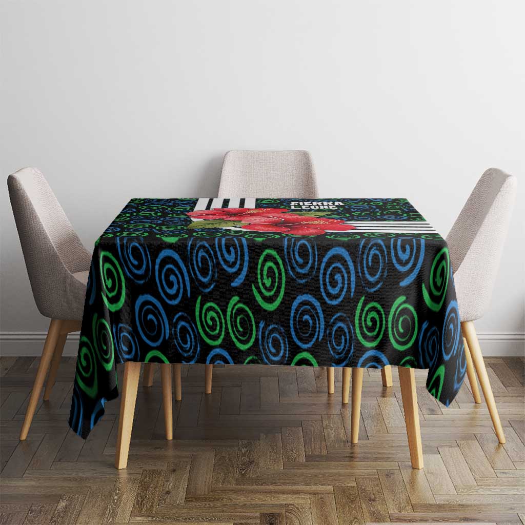 Sierra Leone Tablecloth with Red Hibiscus Floral Design and Tribal Swirl Pattern
