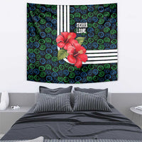 Sierra Leone Tapestry with Red Hibiscus Floral Design and Tribal Swirl Pattern
