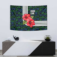 Sierra Leone Tapestry with Red Hibiscus Floral Design and Tribal Swirl Pattern
