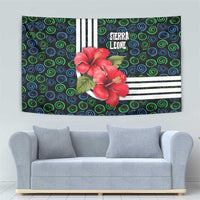 Sierra Leone Tapestry with Red Hibiscus Floral Design and Tribal Swirl Pattern