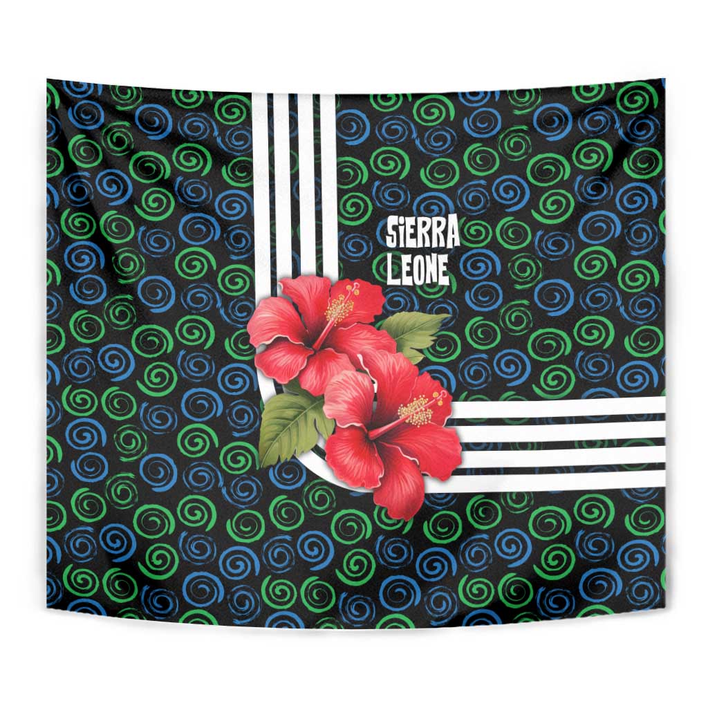 Sierra Leone Tapestry with Red Hibiscus Floral Design and Tribal Swirl Pattern