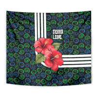 Sierra Leone Tapestry with Red Hibiscus Floral Design and Tribal Swirl Pattern