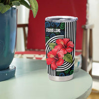 Sierra Leone Tumbler Cup with Red Hibiscus Floral Design and Tribal Swirl Pattern