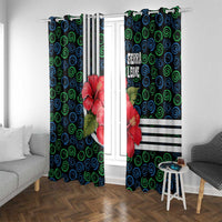 Sierra Leone Window Curtain with Red Hibiscus Floral Design and Tribal Swirl Pattern