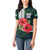 Sierra Leone Women Polo Shirt with Red Hibiscus Floral Design and Tribal Swirl Pattern