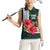 Sierra Leone Women Sleeveless Polo Shirt with Red Hibiscus Floral Design and Tribal Swirl Pattern