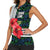 Sierra Leone Women Sleeveless Polo Shirt with Red Hibiscus Floral Design and Tribal Swirl Pattern