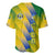 Gabon Flag Colors Baseball Jersey with National Coat of Arms and Vertical Text Design