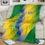 Gabon Flag Colors Blanket with National Coat of Arms and Vertical Text Design