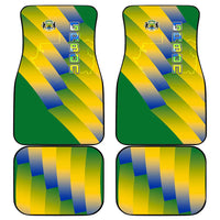 Gabon Flag Colors Car Mats with National Coat of Arms and Vertical Text Design