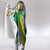 Gabon Flag Colors Hooded Blanket with National Coat of Arms and Vertical Text Design