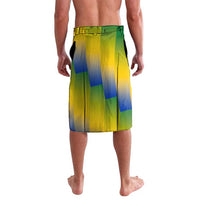 Gabon Flag Colors Lavalava with National Coat of Arms and Vertical Text Design