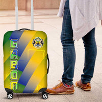 Gabon Flag Colors Luggage Cover with National Coat of Arms and Vertical Text Design