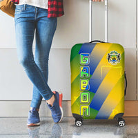 Gabon Flag Colors Luggage Cover with National Coat of Arms and Vertical Text Design