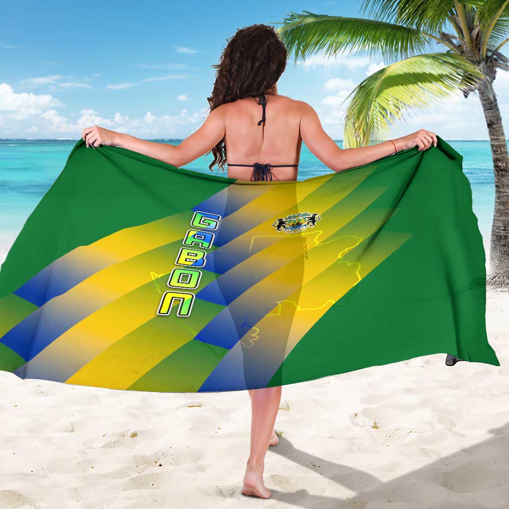 Gabon Flag Colors Sarong with National Coat of Arms and Vertical Text Design