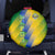 Gabon Flag Colors Spare Tire Cover with National Coat of Arms and Vertical Text Design