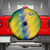 Gabon Flag Colors Spare Tire Cover with National Coat of Arms and Vertical Text Design