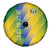 Gabon Flag Colors Spare Tire Cover with National Coat of Arms and Vertical Text Design