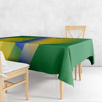Gabon Flag Colors Tablecloth with National Coat of Arms and Vertical Text Design