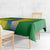 Gabon Flag Colors Tablecloth with National Coat of Arms and Vertical Text Design