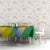 Gabon Flag Colors Tablecloth with National Coat of Arms and Vertical Text Design