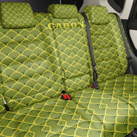 Gabon Tribal Pattern Back Car Seat Cover with National Flag Colors and Bold Text Design