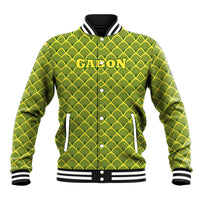 Gabon Tribal Pattern Baseball Jacket with National Flag Colors and Bold Text Design