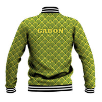 Gabon Tribal Pattern Baseball Jacket with National Flag Colors and Bold Text Design