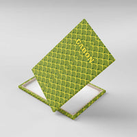 Gabon Tribal Pattern Canvas Wall Art with National Flag Colors and Bold Text Design