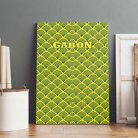 Gabon Tribal Pattern Canvas Wall Art with National Flag Colors and Bold Text Design