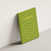 Gabon Tribal Pattern Canvas Wall Art with National Flag Colors and Bold Text Design