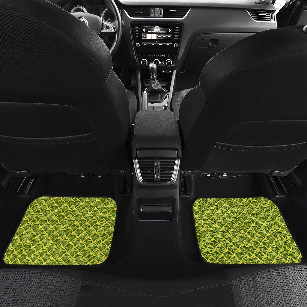 Gabon Tribal Pattern Car Mats with National Flag Colors and Bold Text Design